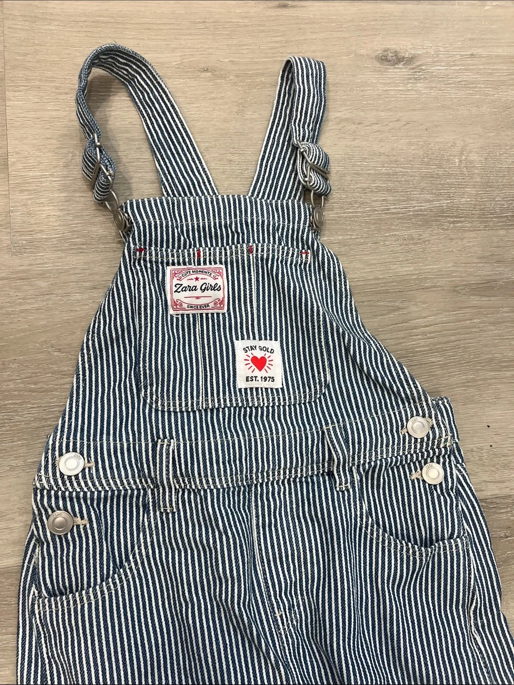 Striped Blue/White Cotton Overalls - Zara